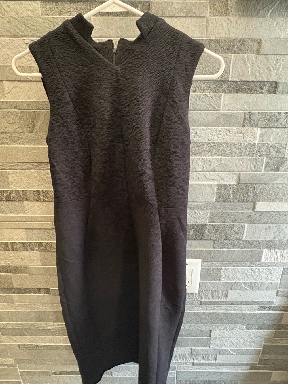 Calvin Klein Sleeveless Black Textured Sheath Dress